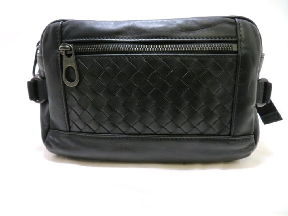 BOTTEGA VENETA Waist Crossbody Belt Bag Leather Black